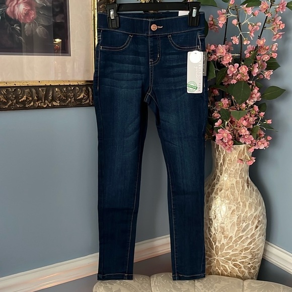 Brand New Celebrity Pink Girls Mid Rise Soft Stretch Skinny Blue Jeans Dark Wash - Picture 1 of 15